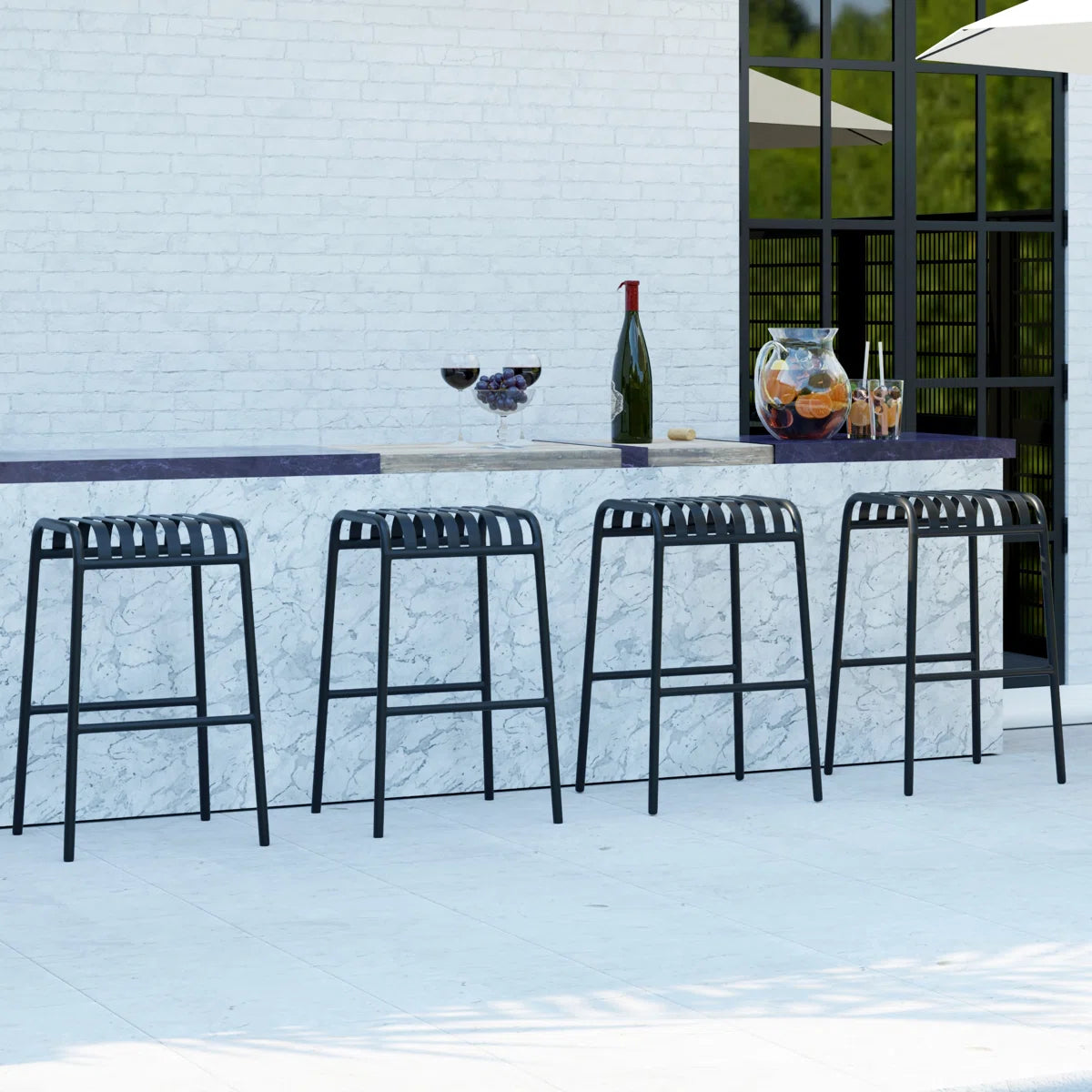 Backless Outdoor Bar Stool (Set of 2)