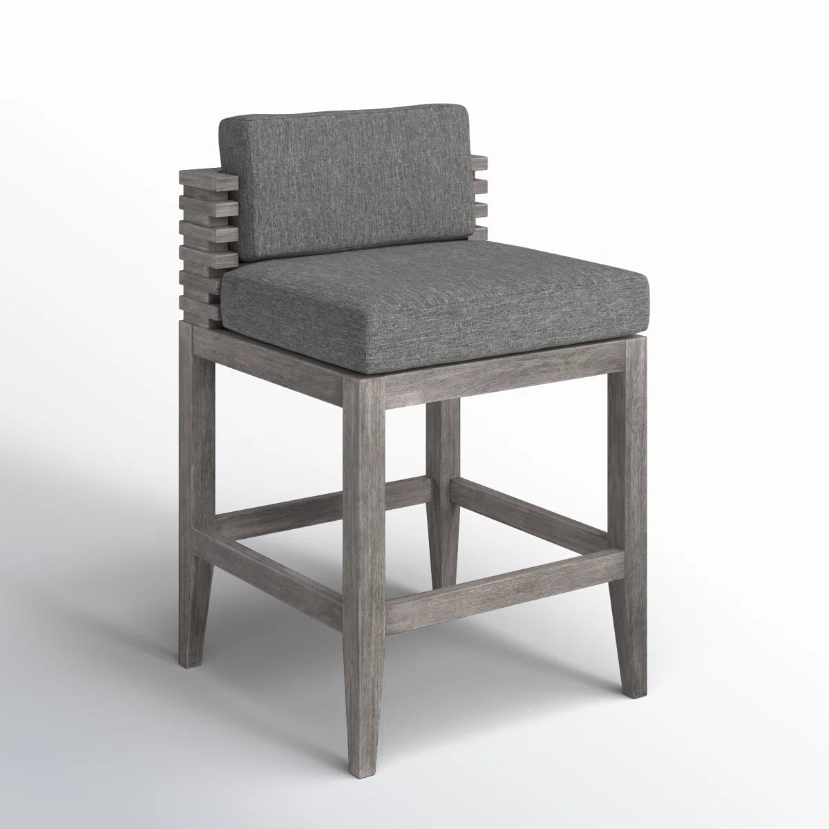 Grey Outdoor Bar Stool with Cushion
