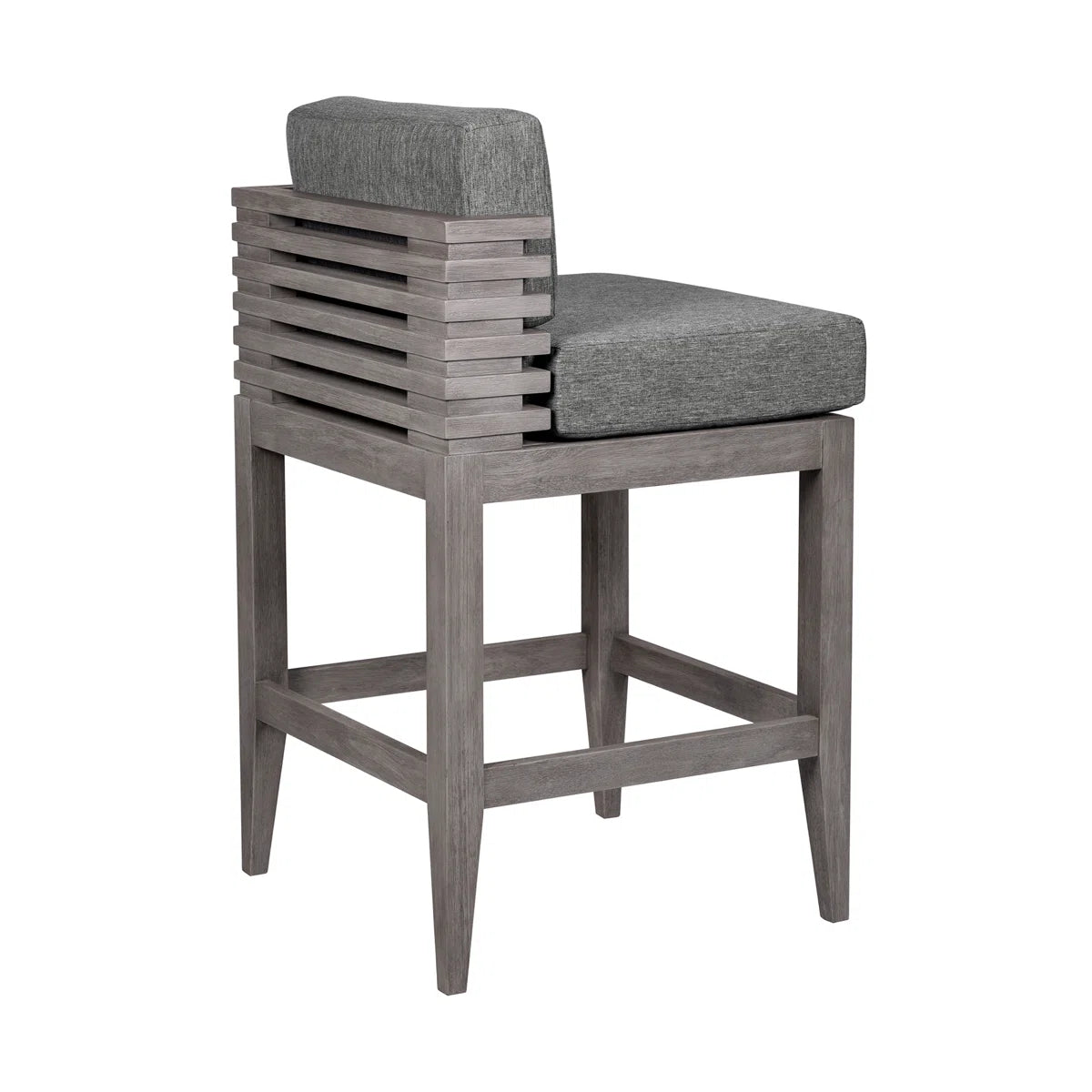 Grey Outdoor Bar Stool with Cushion