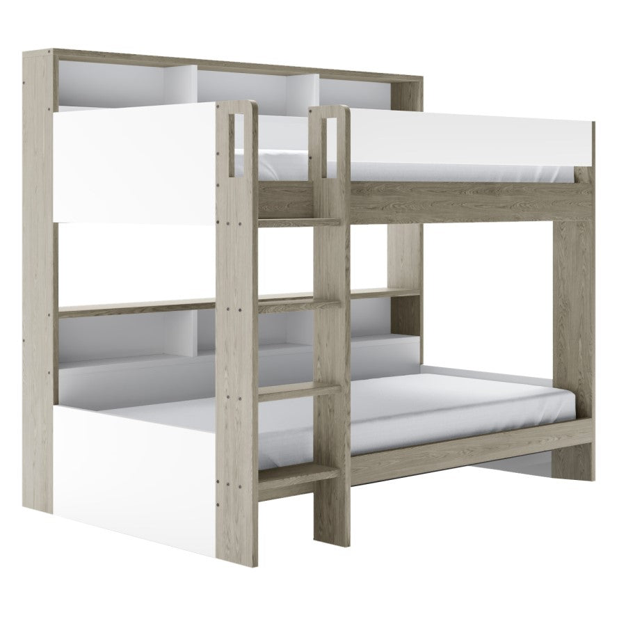 Arden White Oak Bunk Bed with Trundle