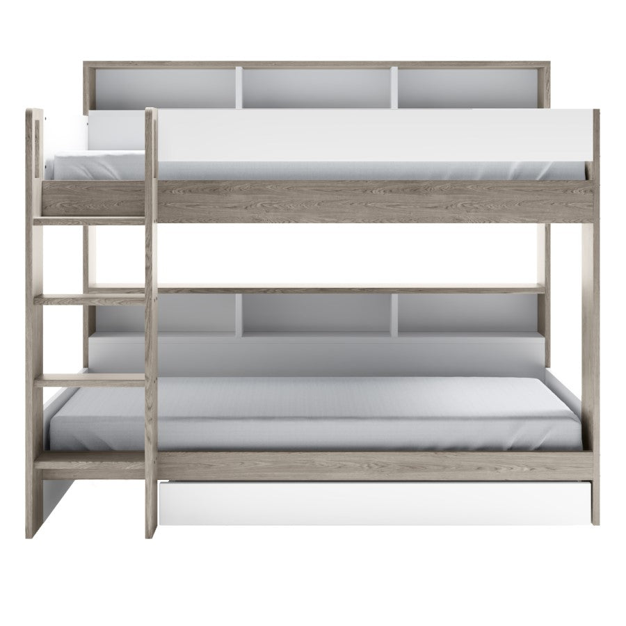 Arden White Oak Bunk Bed with Trundle
