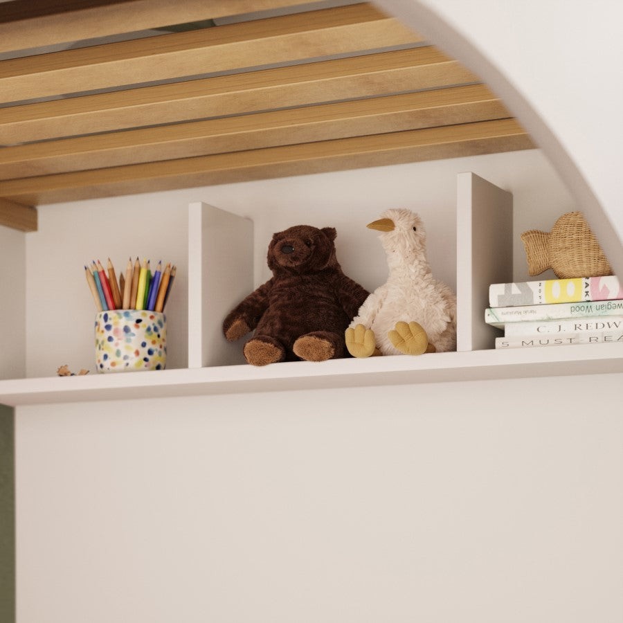 Aria White Wooden Bunk Bed with Storage Stairs