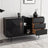 Black Modern Sideboard Buffet with Tempered Glass