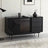 Black Modern Sideboard Buffet with Tempered Glass