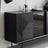 Black Modern Sideboard Buffet with Tempered Glass