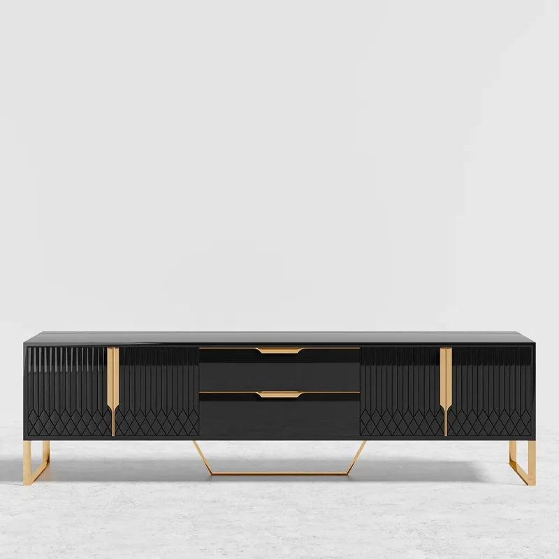 Black Wood Rectangle TV Stand