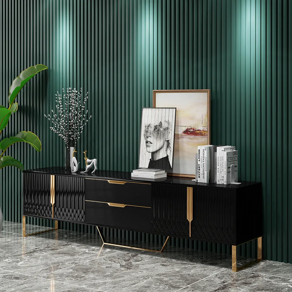 Black Wood Rectangle TV Stand