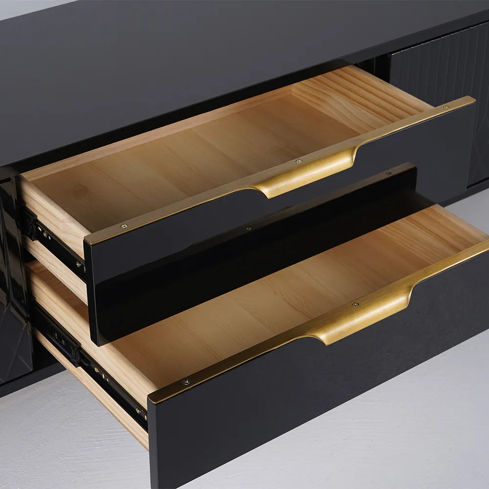 Black Wood Rectangle TV Stand