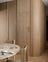 Blue & Natural Wood Contemporary Kitchen with Warm Tones & Blue Accents