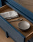 Blue & Natural Wood Contemporary Kitchen with Warm Tones & Blue Accents