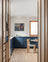 Blue & Natural Wood Contemporary Kitchen with Warm Tones & Blue Accents