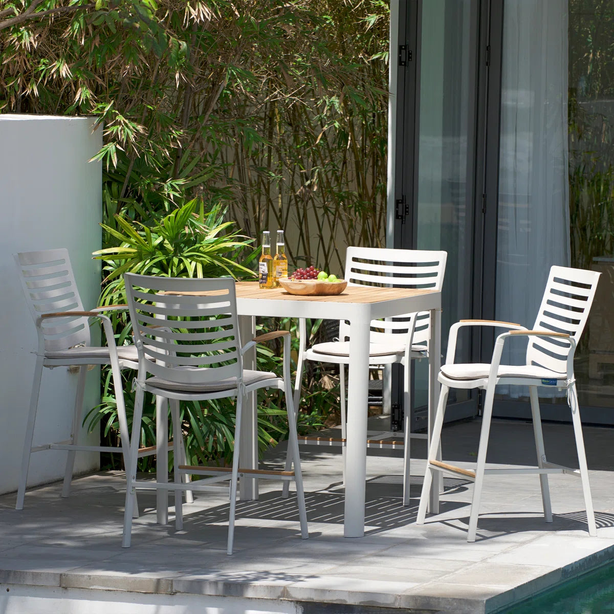 Brio Aluminum Outdoor Bar Stool with Cushion