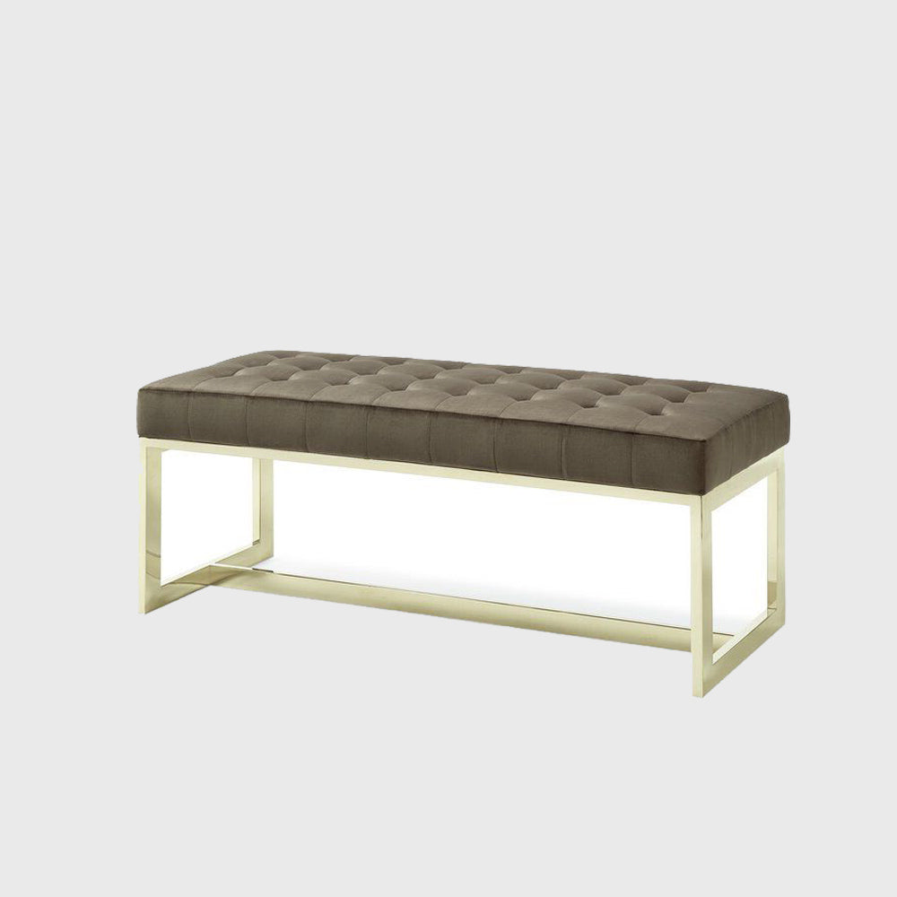 Brown Velvet Button Tufted Bedroom Bench