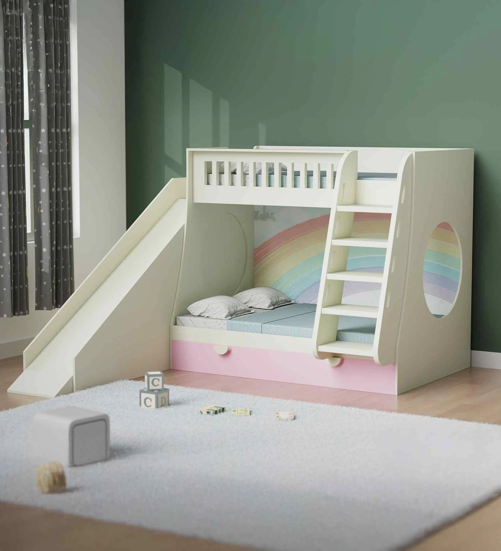 Calviora Solid Wood Bunk Bed