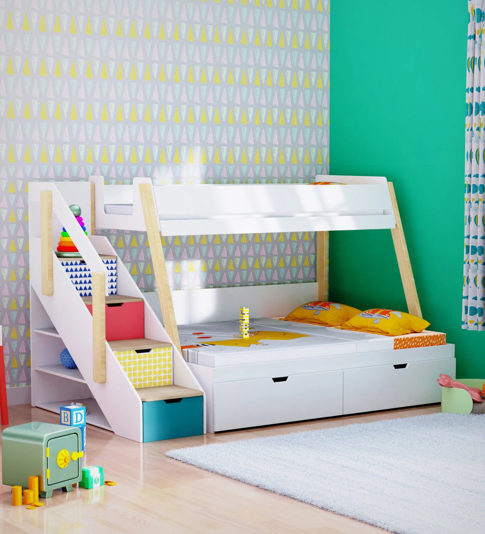 Caspian Twin Bunk Bed with Drawer Storage