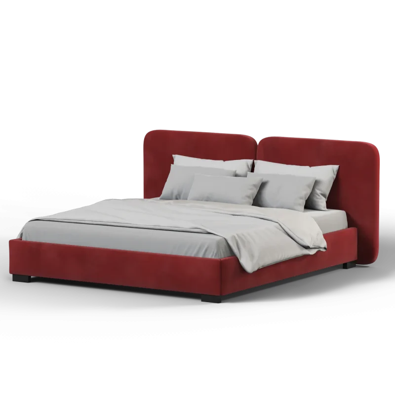 Red Panel  Upholstered Bed