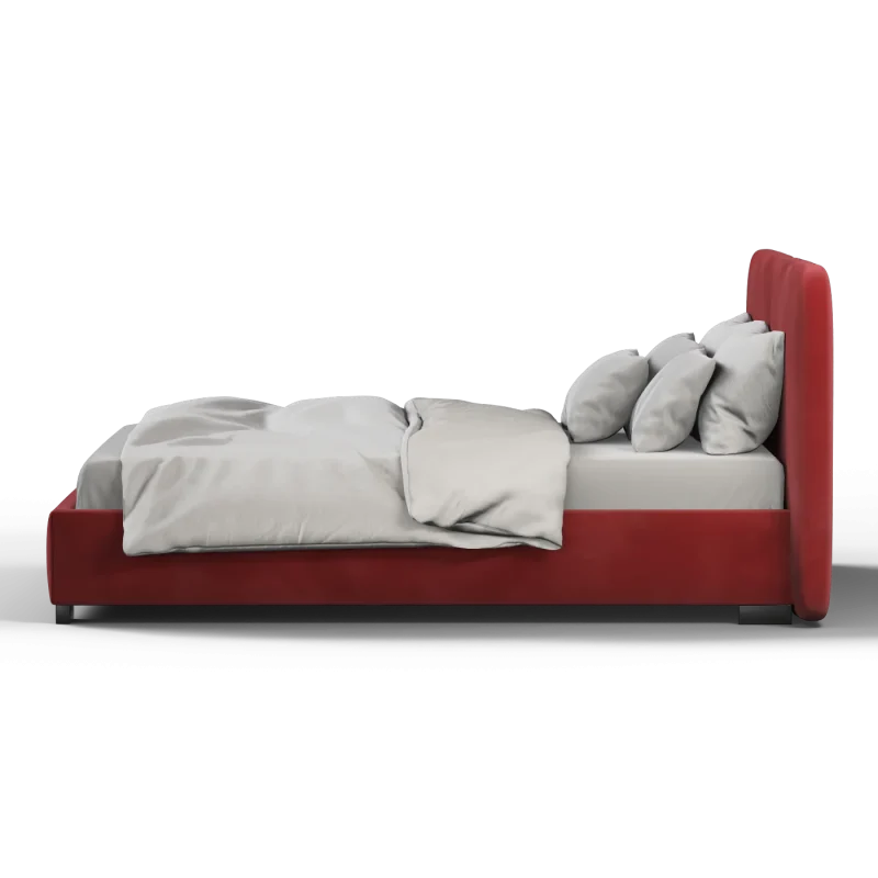 Red Panel  Upholstered Bed