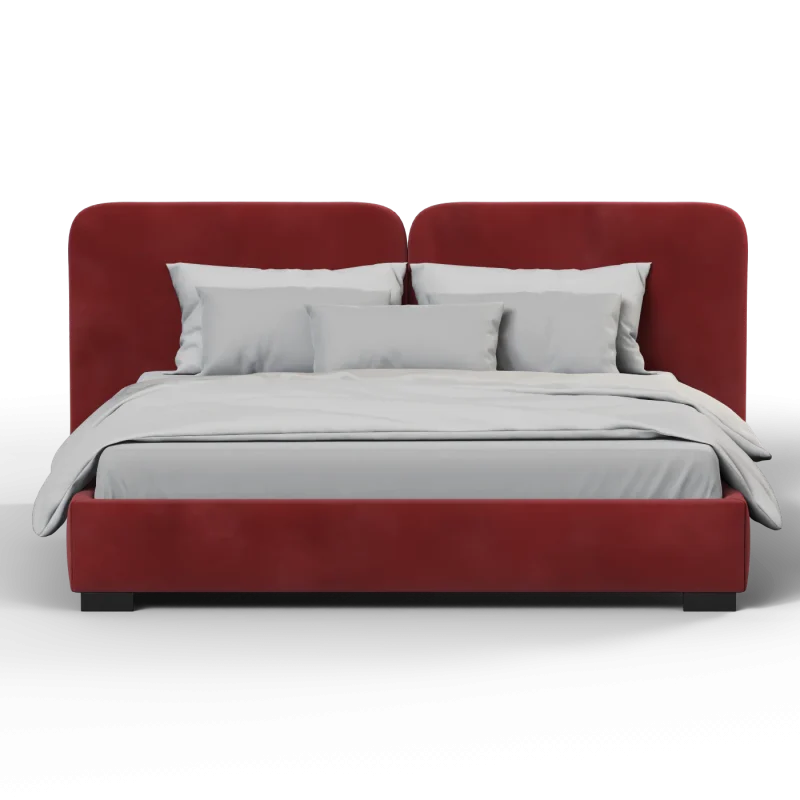 Red Panel  Upholstered Bed