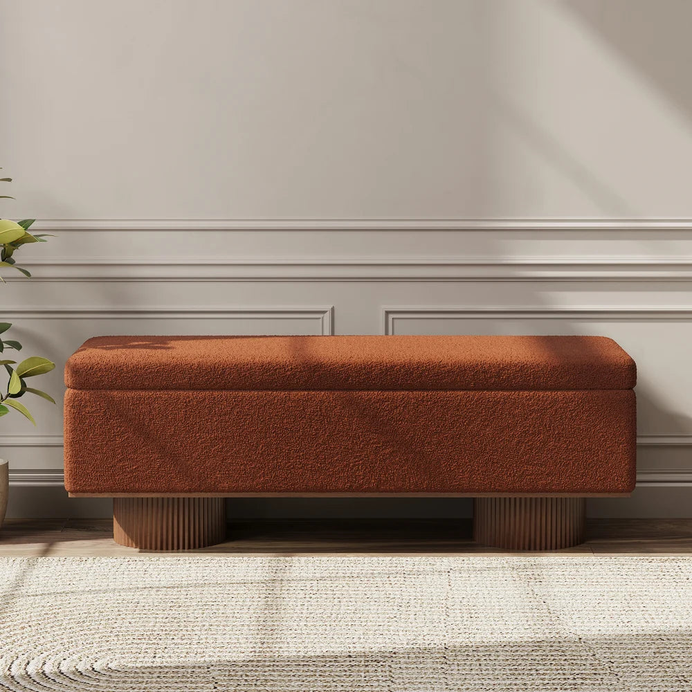 Cora Rust Boucle Storage Bench