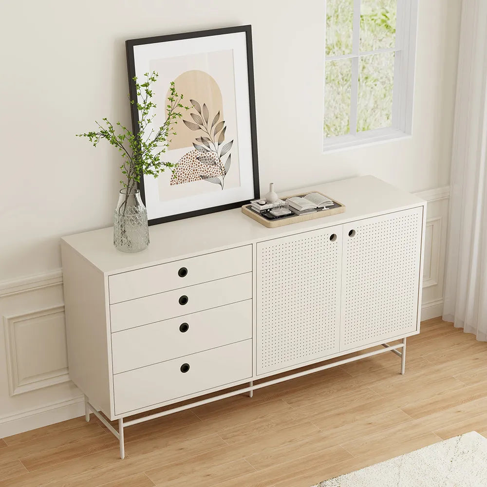 Cloudy Cream Style White Iron Sideboard