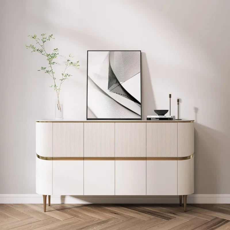 Alessia White & Silver Credenza Sideboard