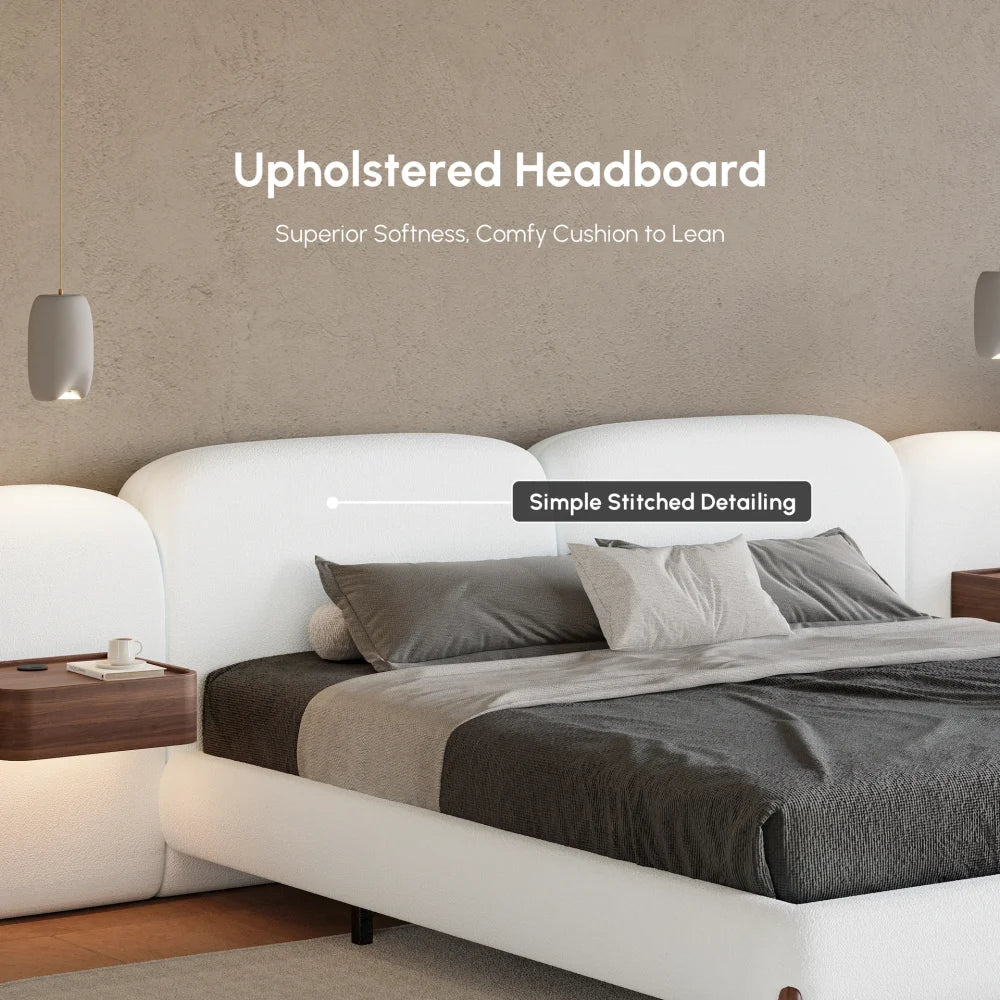 King Size Boucle Bed with Headboard