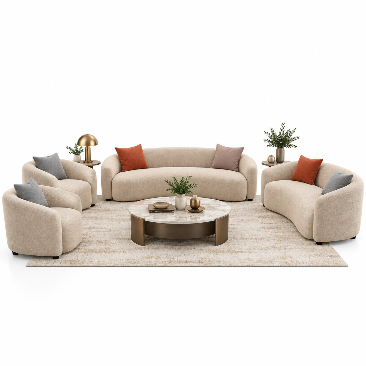 Modern Curved 7-Seater Luxury Sofa Set (3+2+1+1) | Fully Customizable Size & Fabric
