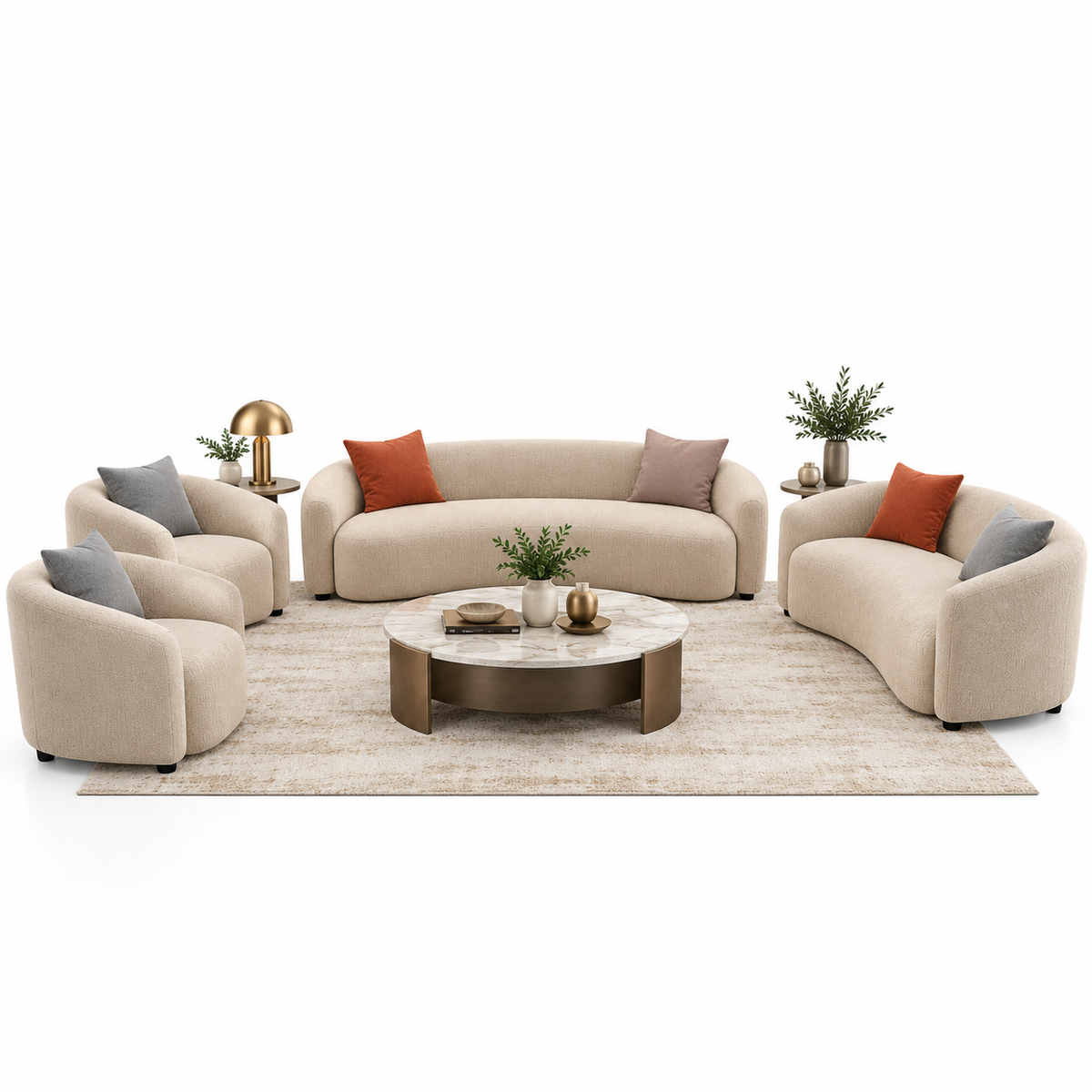 Modern Curved 7-Seater Luxury Sofa Set (3+2+1+1) | Fully Customizable Size & Fabric