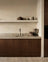 Dark Oak & Limestone  Minimalist Kitchen with Natural Earthy Tones