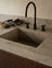 Dark Oak & Limestone  Minimalist Kitchen with Natural Earthy Tones