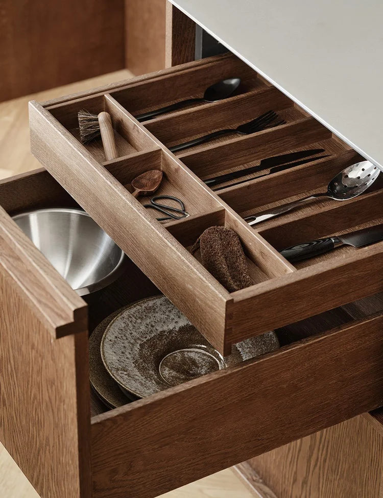 Dark Oak & Stainless Steel  Modern Kitchen with Rustic Oak Island