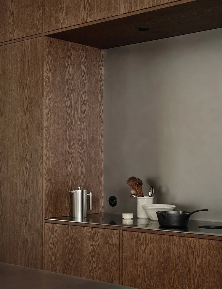Dark Oak & Stainless Steel  Modern Kitchen with Rustic Oak Island