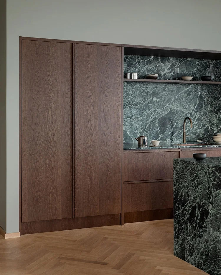 Dark Oak & Verde Alpi Marble Kitchen