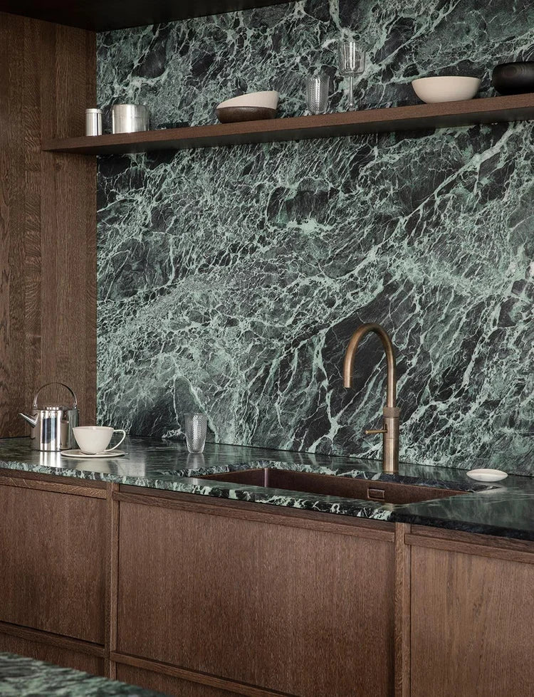 Dark Oak & Verde Alpi Marble Kitchen