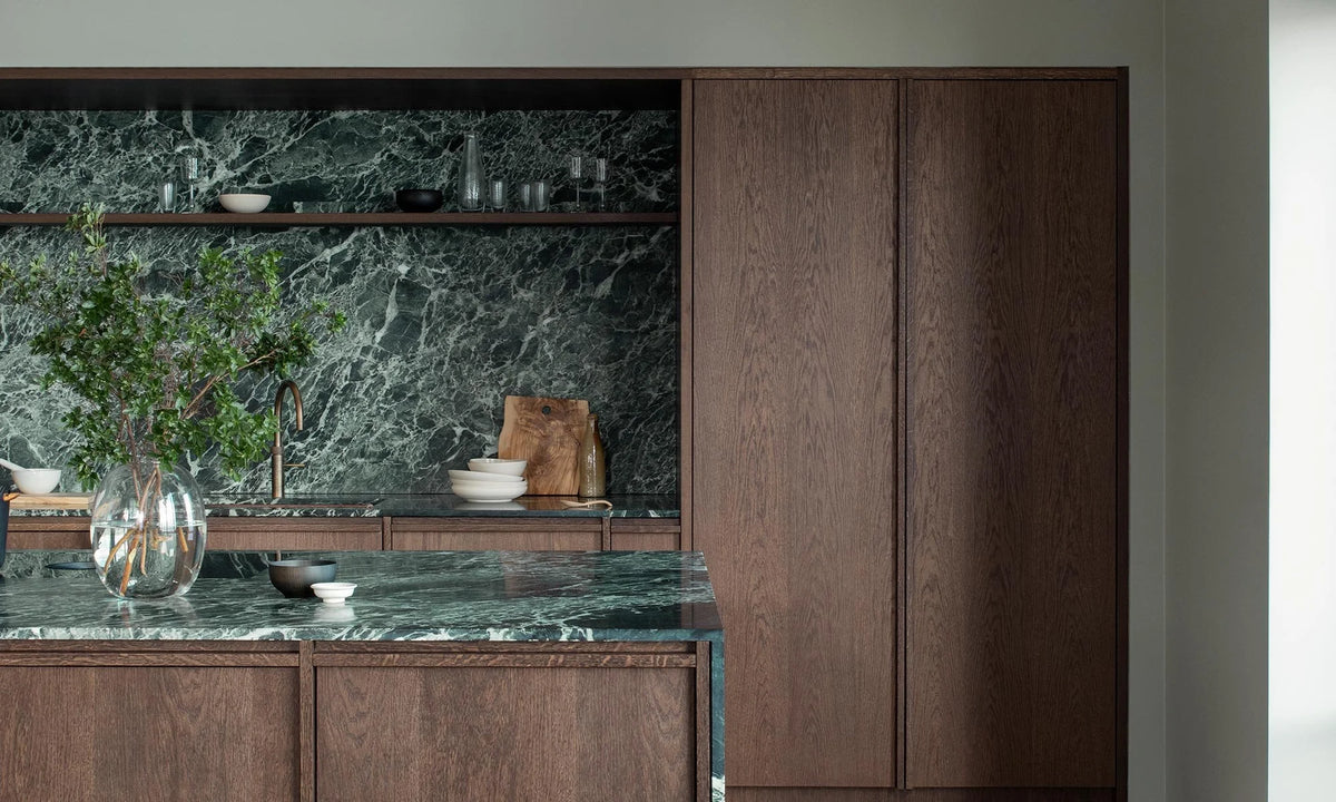 Dark Oak & Verde Alpi Marble Kitchen
