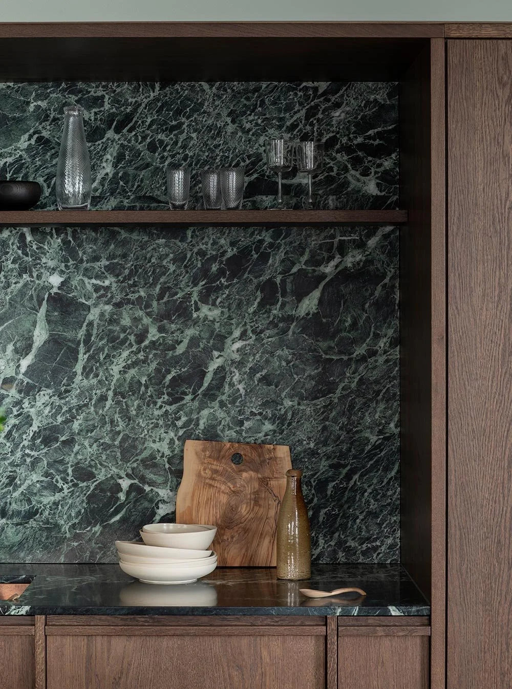Dark Oak & Verde Alpi Marble Kitchen