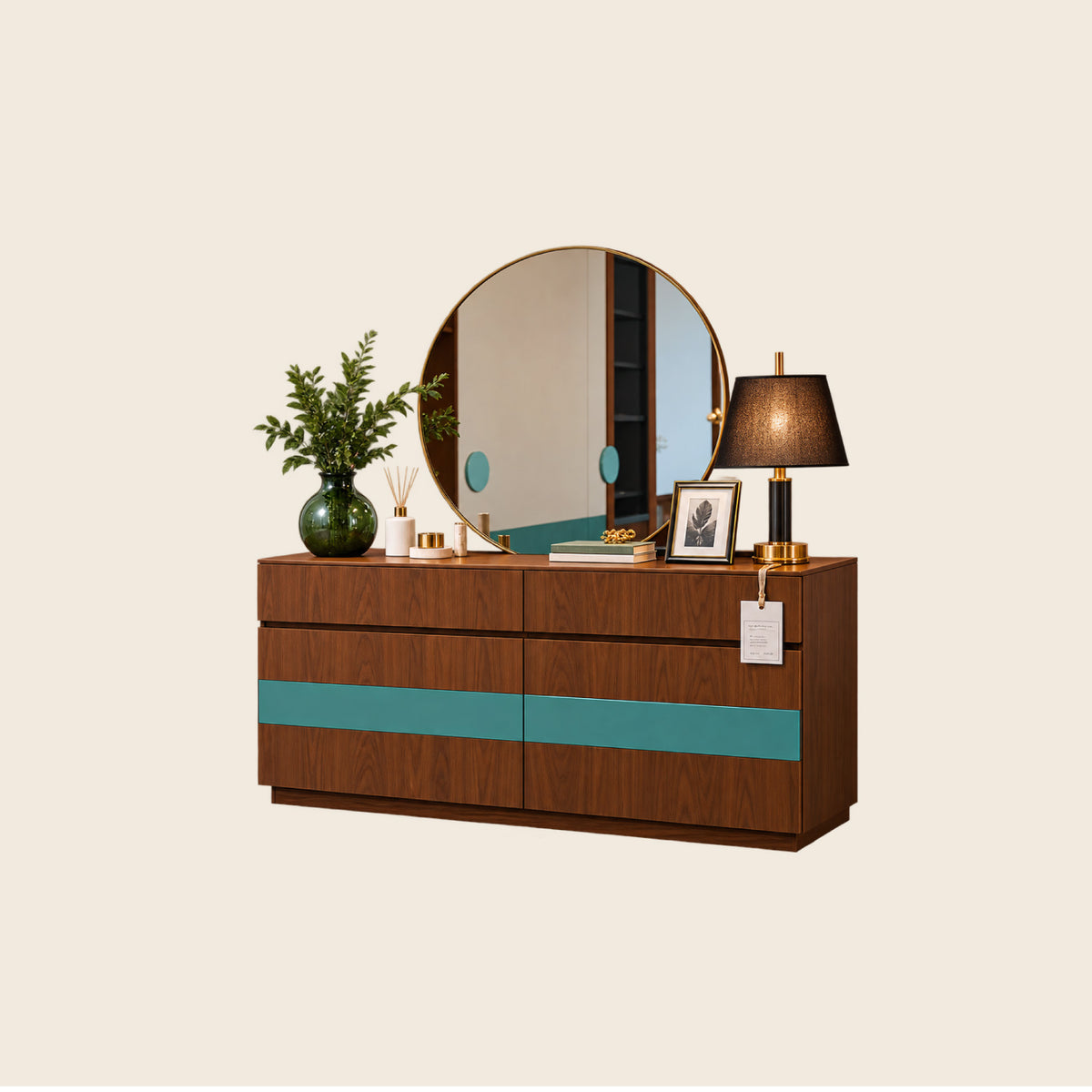 Pan Gulf Luxury Studio Apartment Bedroom Set with Integrated TV Console & Wardrobe
