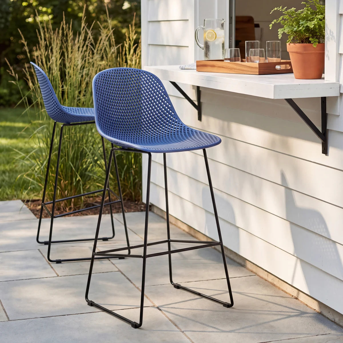 Blue Outdoor Bar Stool (Set of 2)