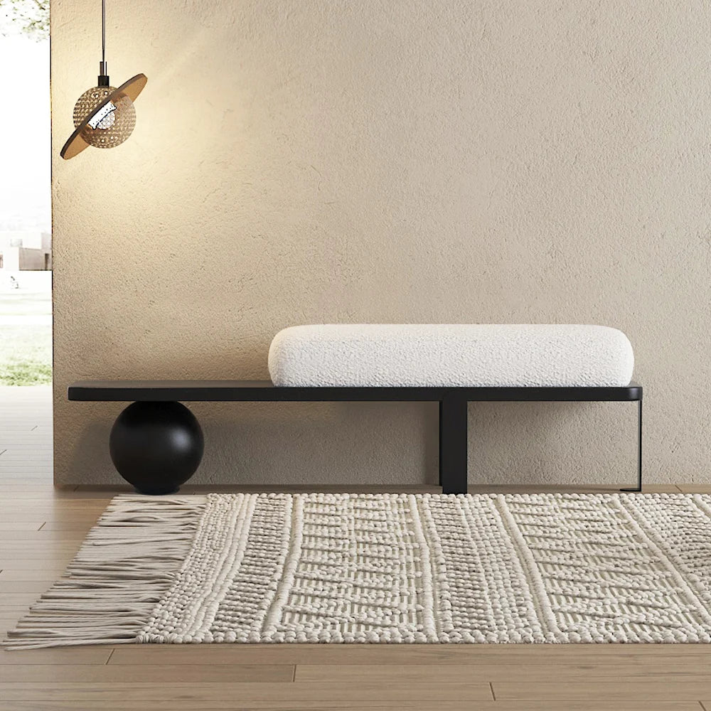 Elara White Bouclé Entryway Bench
