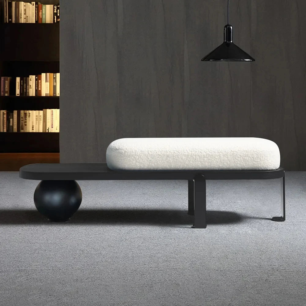 Elara White Bouclé Entryway Bench