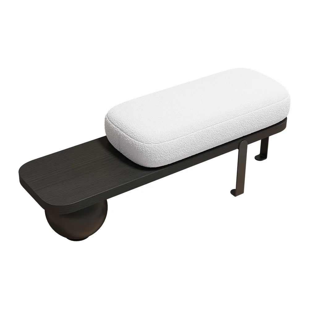 Elara White Bouclé Entryway Bench
