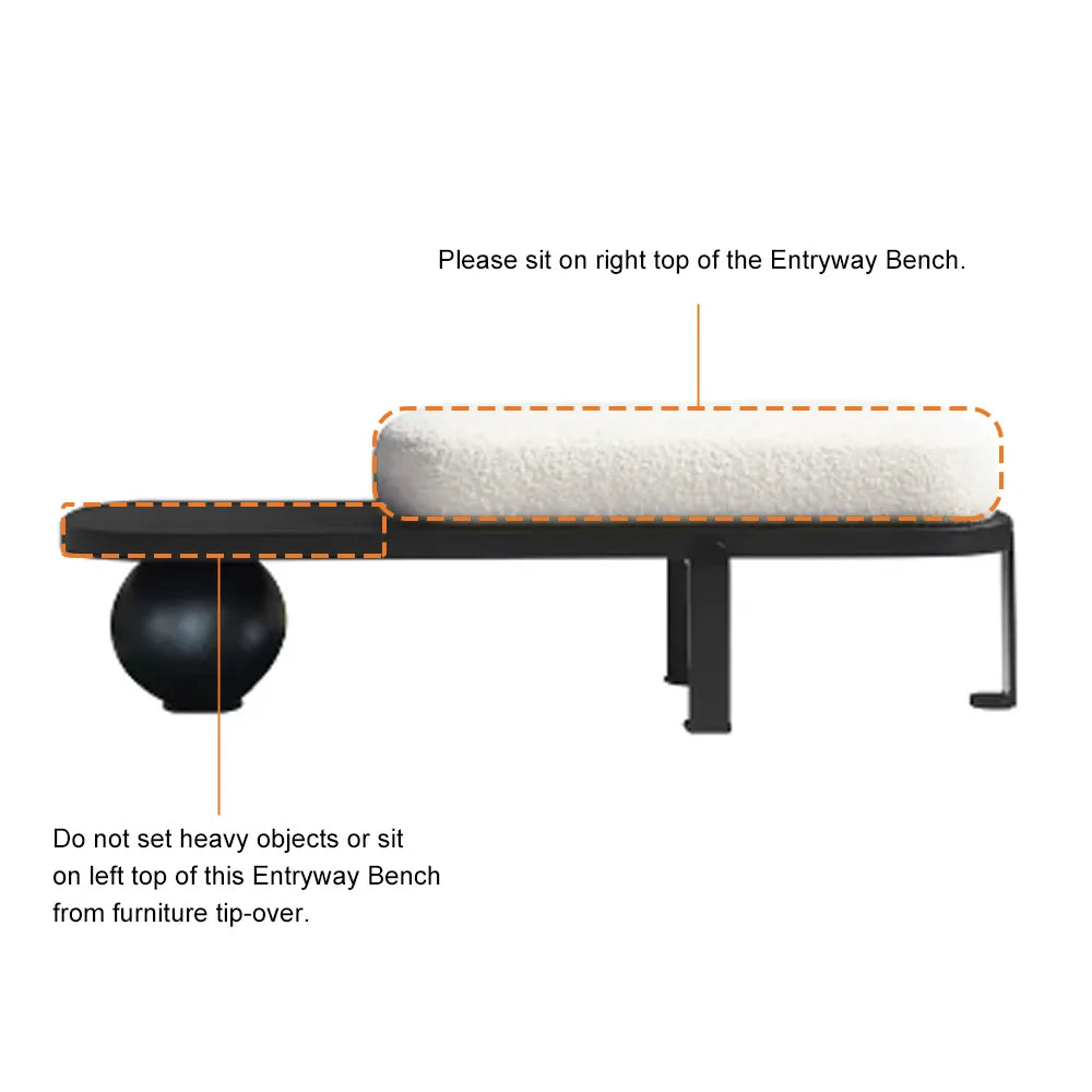Elara White Bouclé Entryway Bench