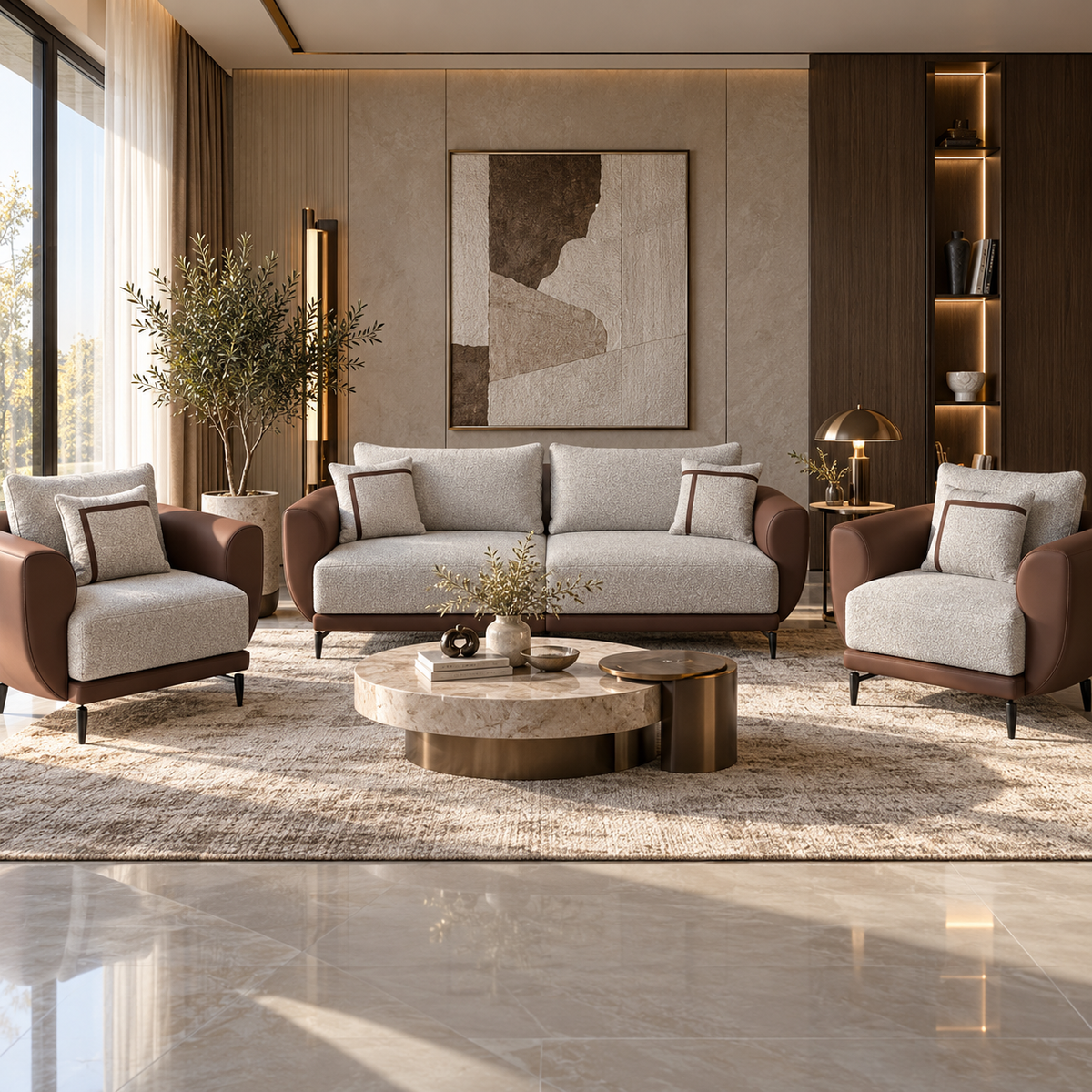 Modern Dual-Tone 5-Seater Sofa Set (3+1+1)
