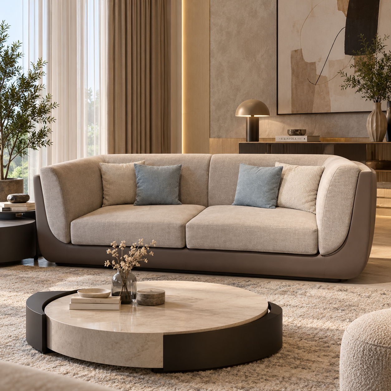 Dual-Tone Curved 3-Seater Sofa