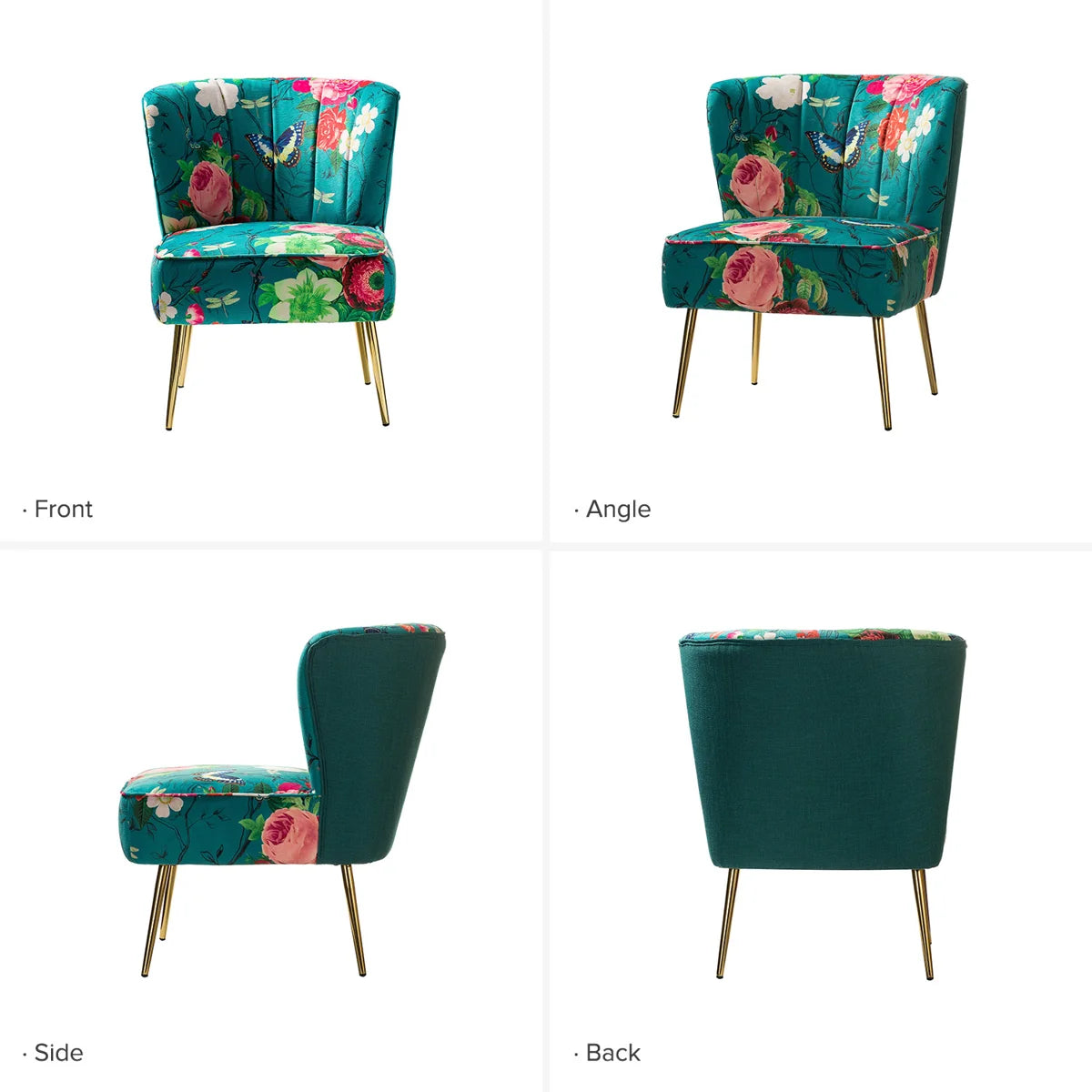 Elowen Floral Velvet Barrel Chair