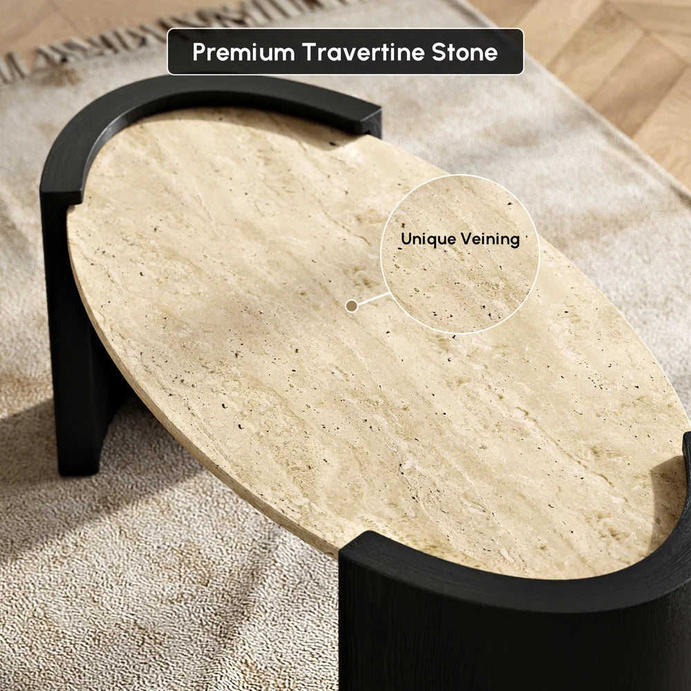 Elvara Solid Wood  Oval Coffee Table
