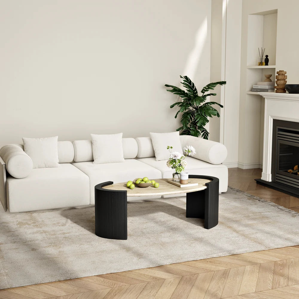 Elvara Solid Wood  Oval Coffee Table