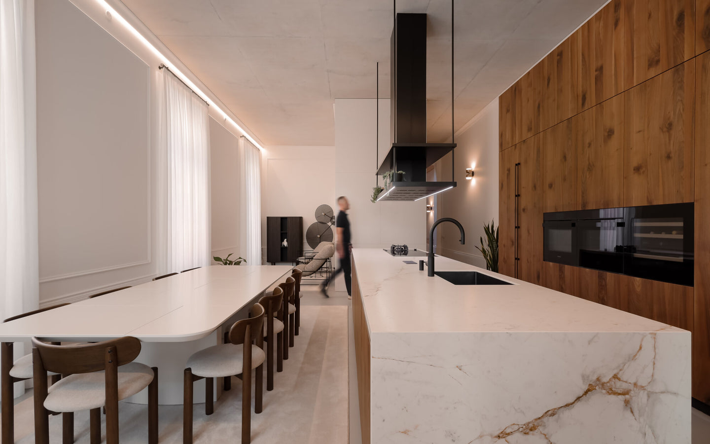 Modern Marble Island Kitchen