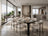 Modern 6-Seater Dining Set with White Bouclé Upholstered Chairs Showroom display