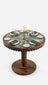 Werde Emperador Marble & Fluted Walnut Round Pedestal Dining Table